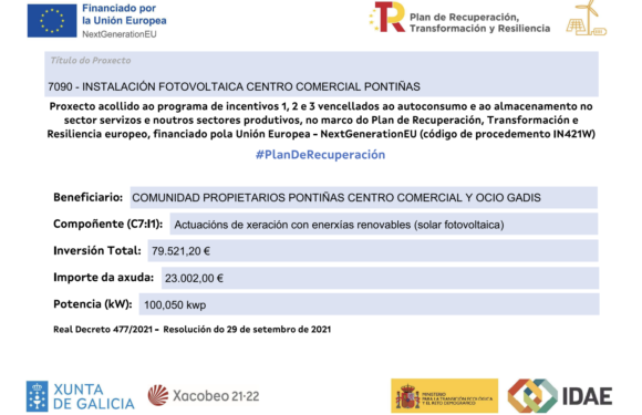 Fondos Next Generation · Instalación fotovoltaica